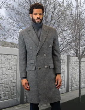 100% Wool Double Breasted Over Coat | WJ-101| Gray