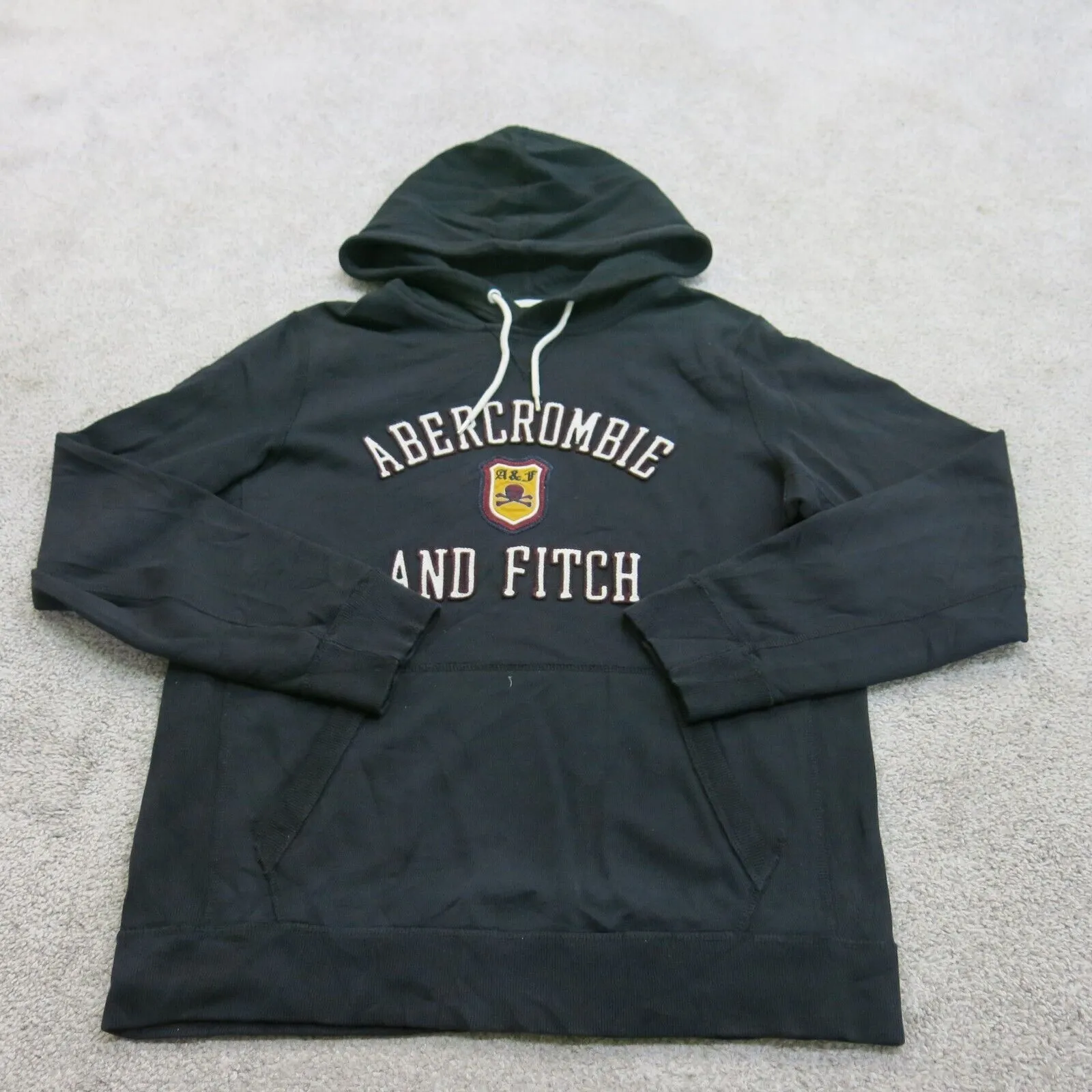 Abercrombie & Fitch Hoodie Mens M Black Pullover Sweatshirt Lightweight Outdoor