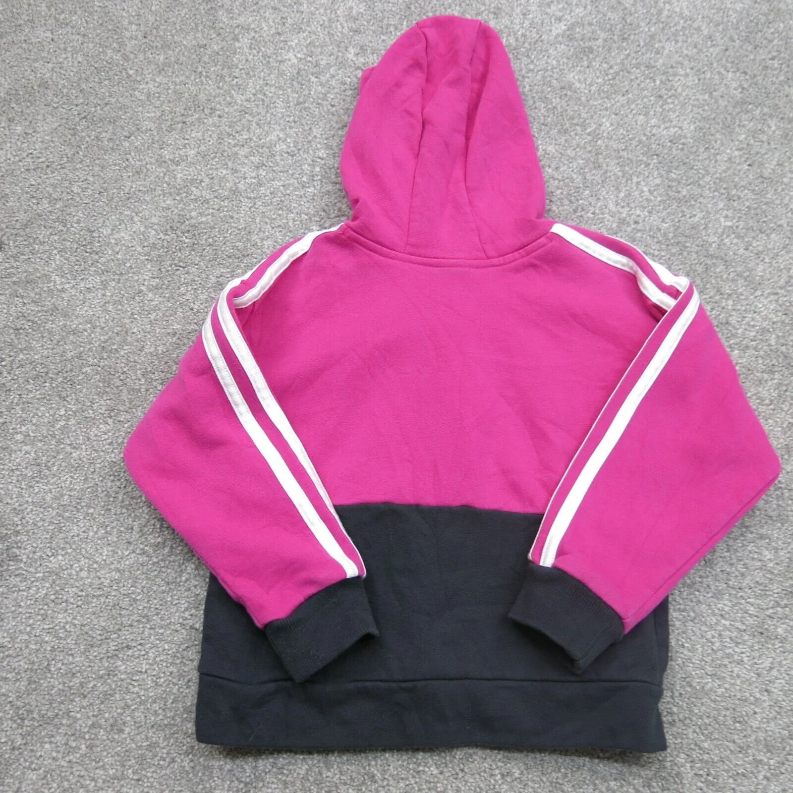 adidas Hoodie Girls Size ? Pink Black Solid Big Logo Short Sleeve Sweatshirt