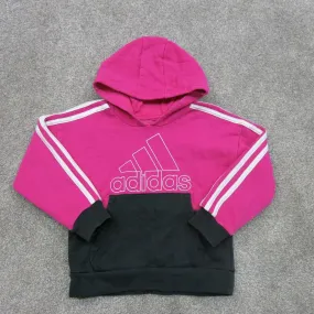 adidas Hoodie Girls Size ? Pink Black Solid Big Logo Short Sleeve Sweatshirt