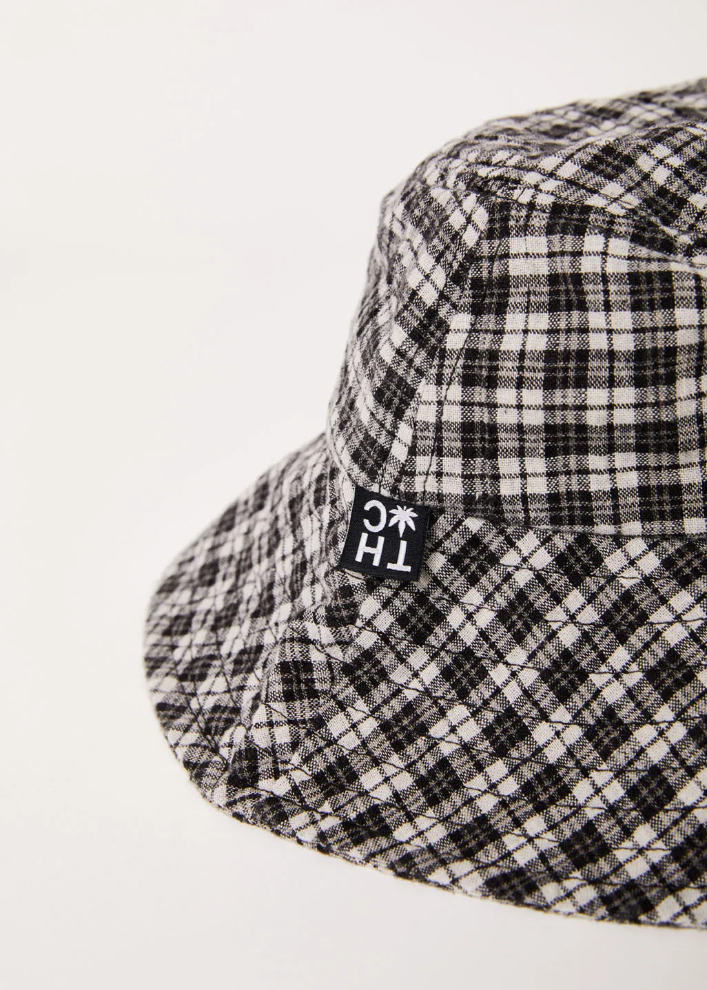 AFENDS Unisex Asta - Check Seersucker Bucket Hat - Steel