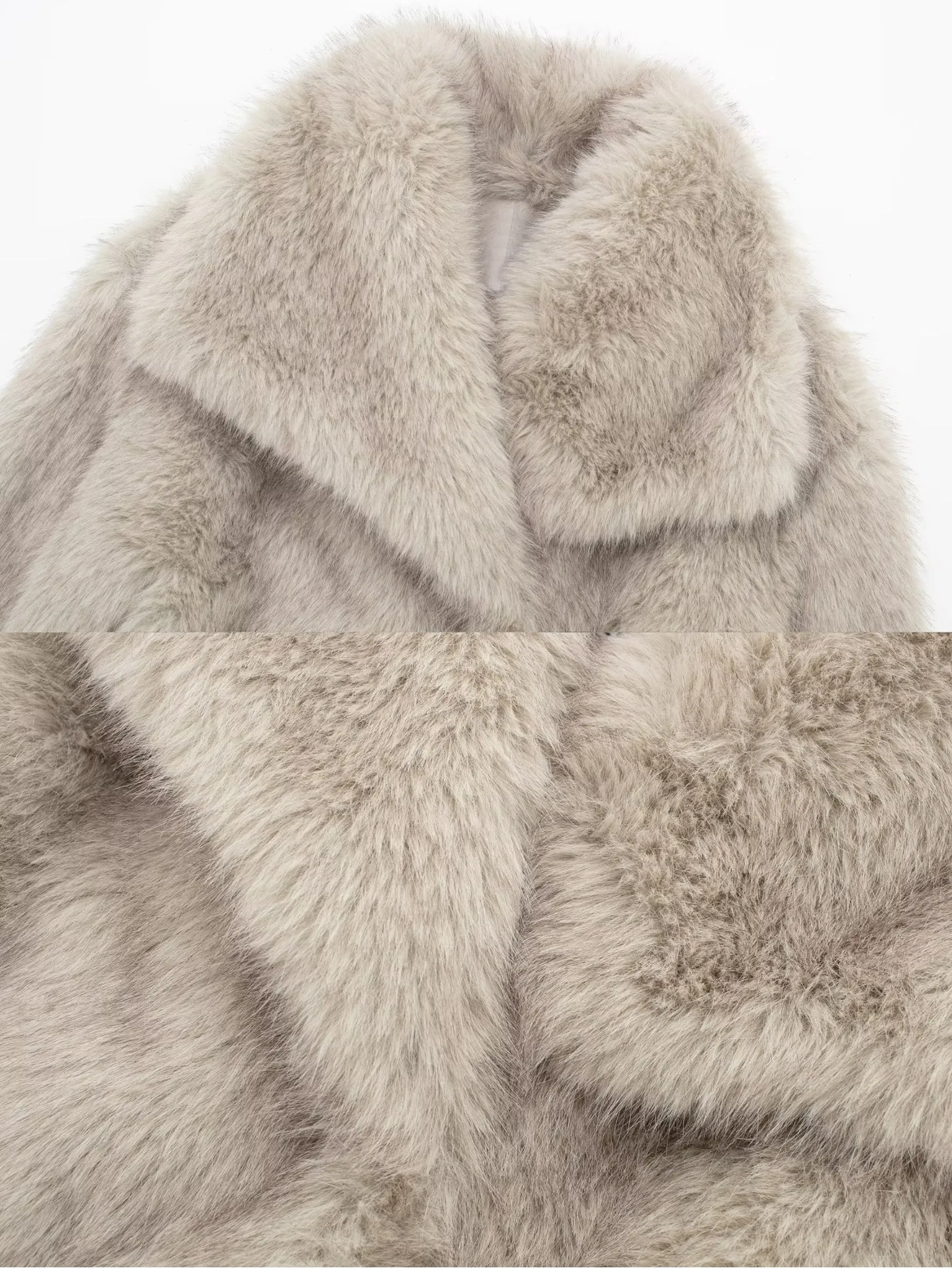 Asuna Faux Fur Jacket in Light Grey