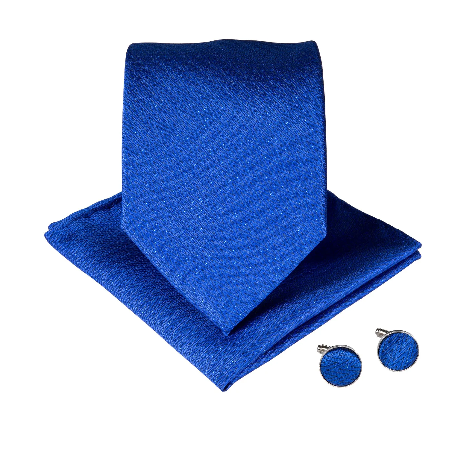 Attractive Men's Blue Tie Handkerchief Cufflinks Set