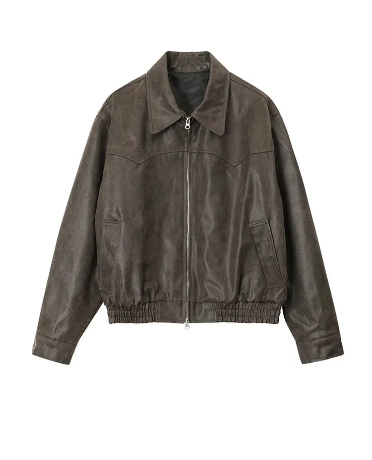 Autumn vintage PU leather jacket