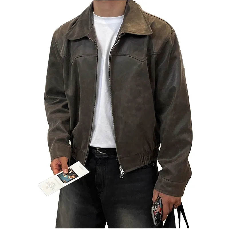 Autumn vintage PU leather jacket