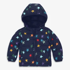 Baby lightweight puffer jacket in rainbow confetti stars