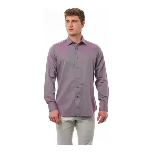 Bagutta Burgundy Cotton Men Shirt