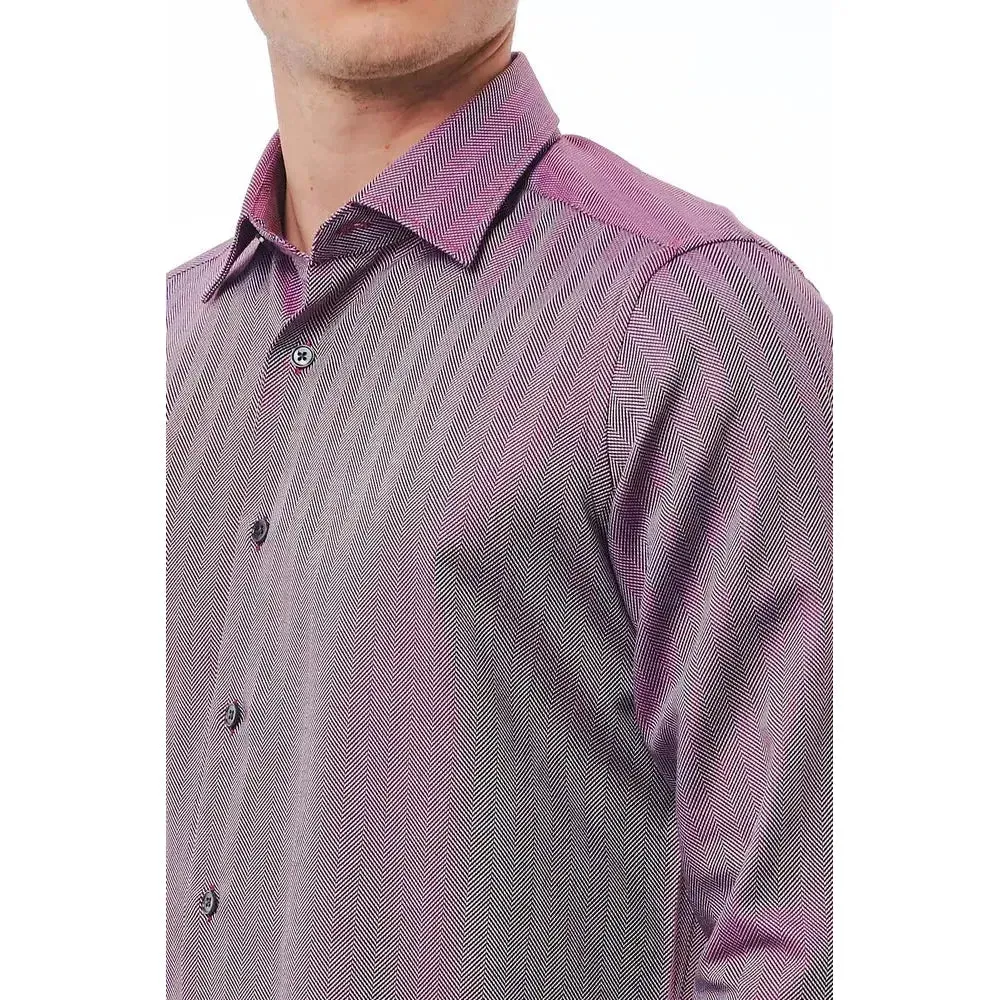 Bagutta Burgundy Cotton Men Shirt