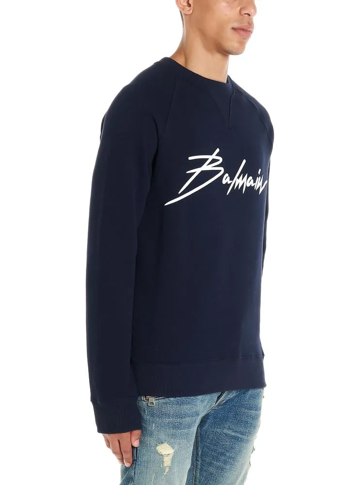 Balmain Logo Print Crewneck Jumper