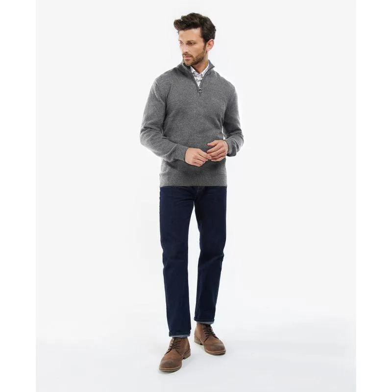 Barbour Firle Cotton Cashmere Mens 1/4 Zip Jumper - Grey Marl