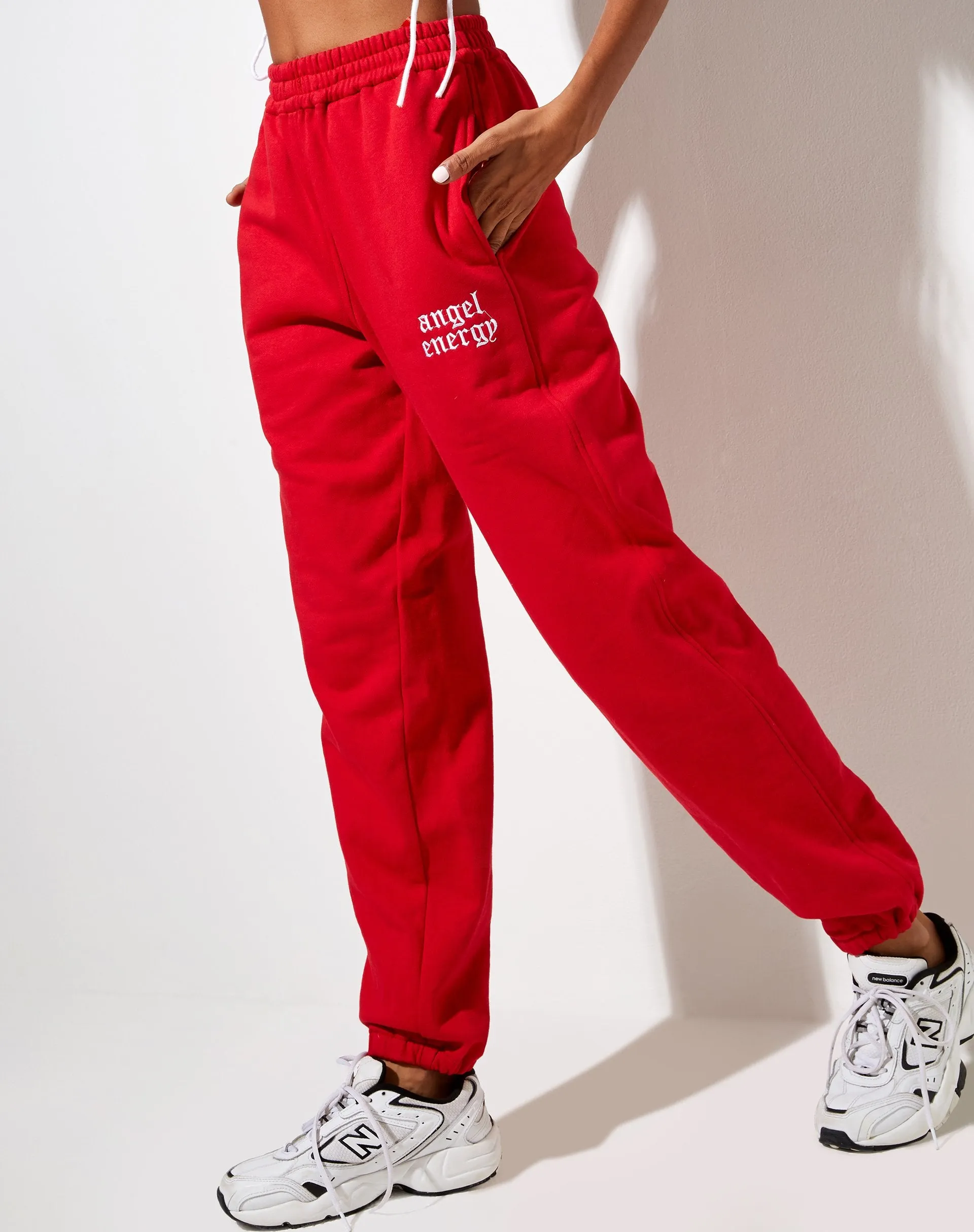 Basta Jogger in Racing Red with 'Angel Energy' Embro