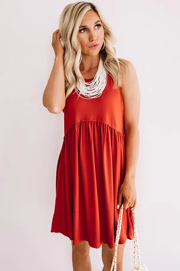 Beach Vibes Babydoll Dress In Aurora Red