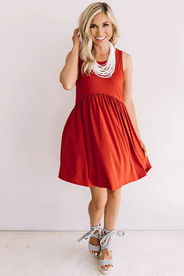 Beach Vibes Babydoll Dress In Aurora Red