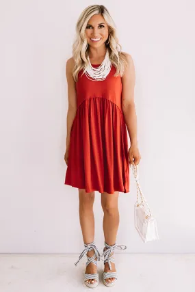 Beach Vibes Babydoll Dress In Aurora Red