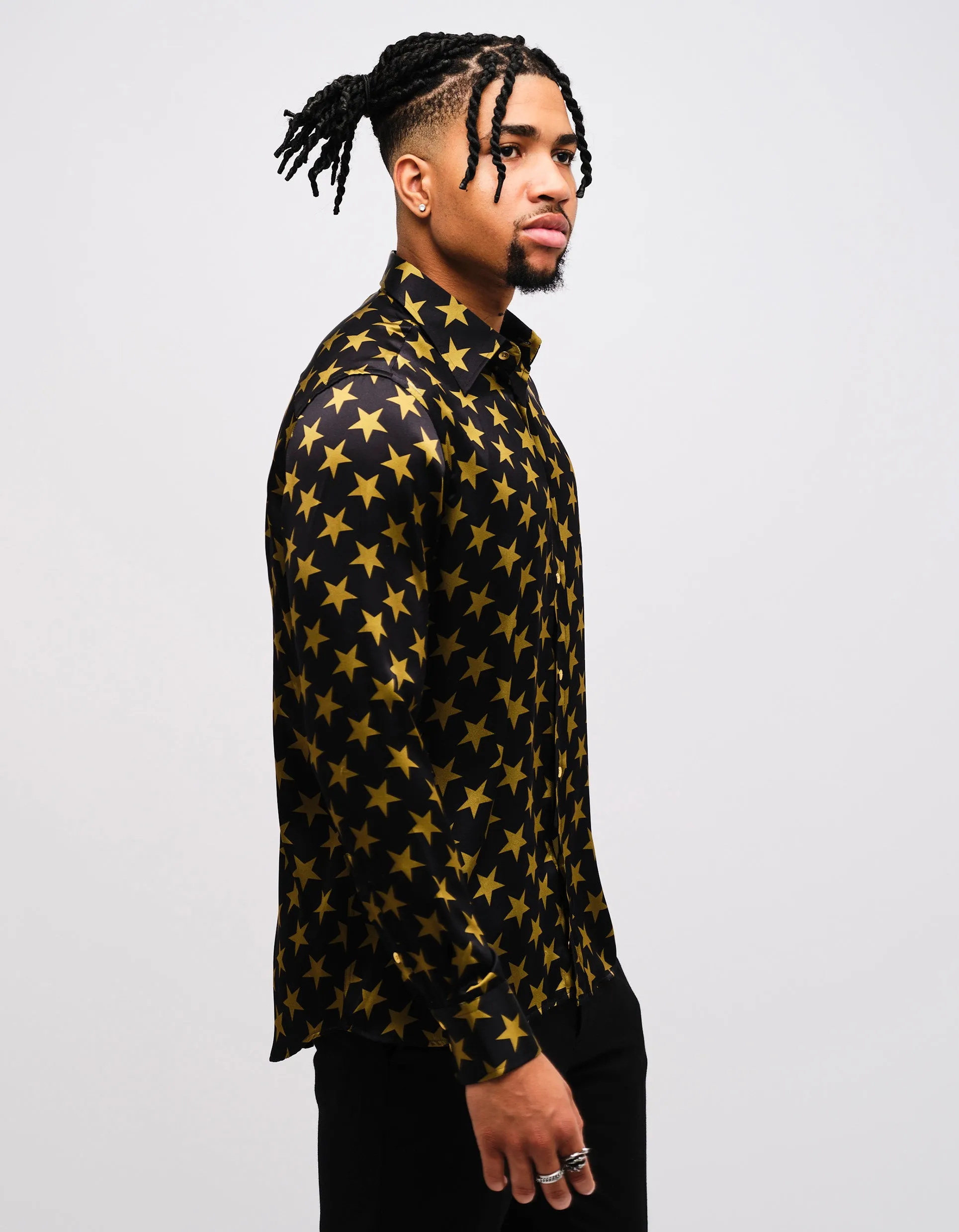 Black & Gold Stars Silk Shirt GOLD COLLECTION