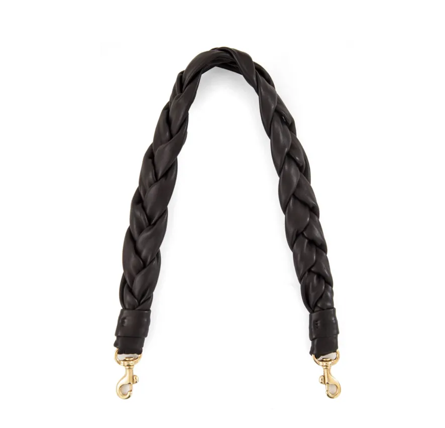 Black Braided Leather Shoulder Strap