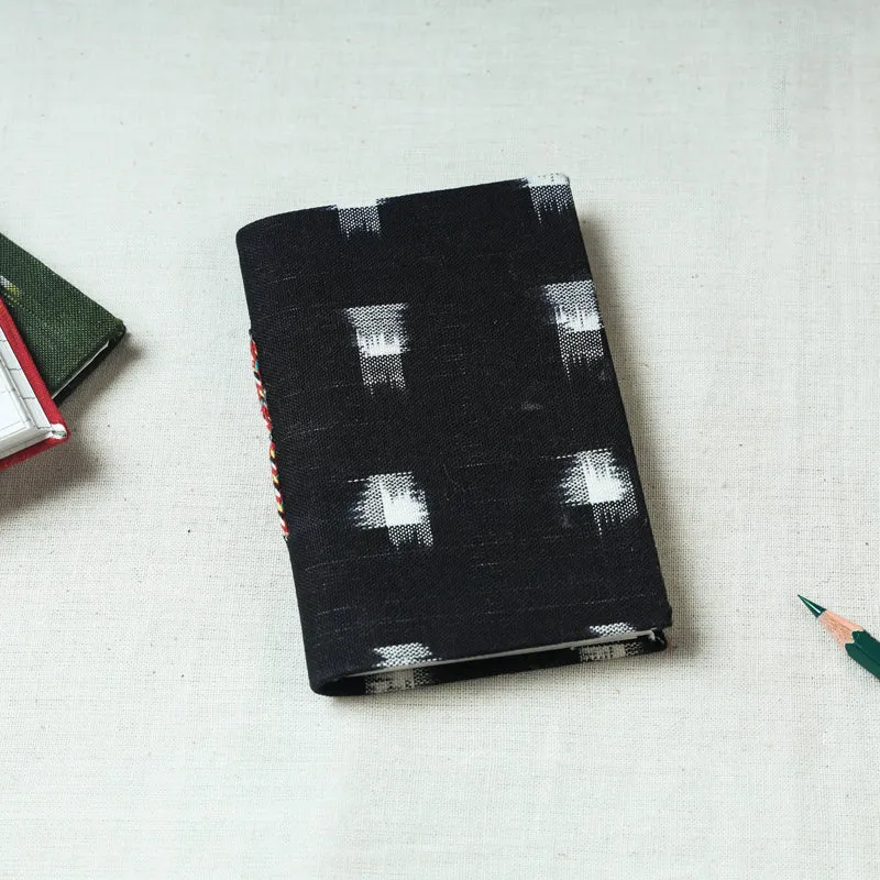 Black - Ikat Fabric Cover Handmade Paper Notebook (5 x 3.5 in)