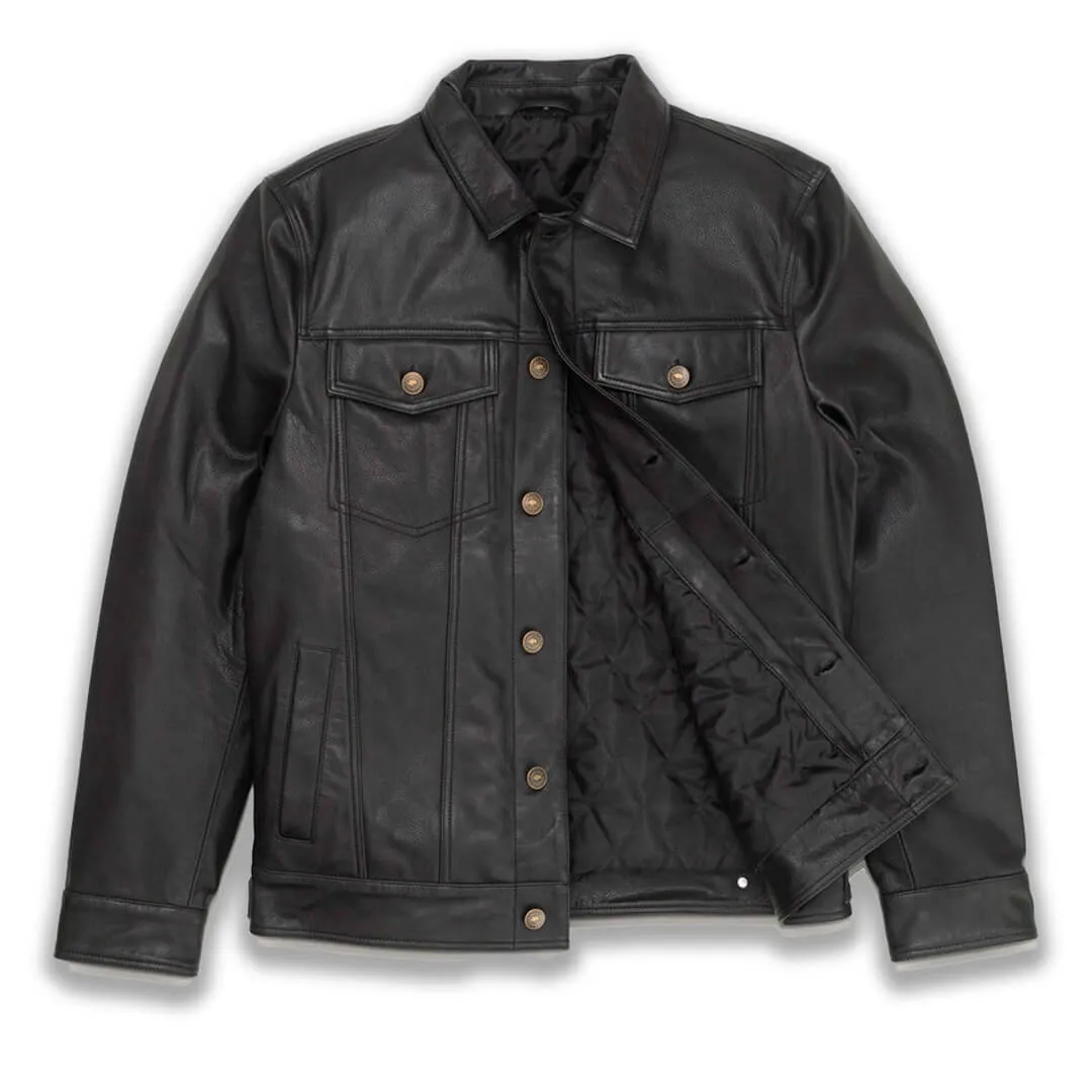 Black Leather Trucker Shirt