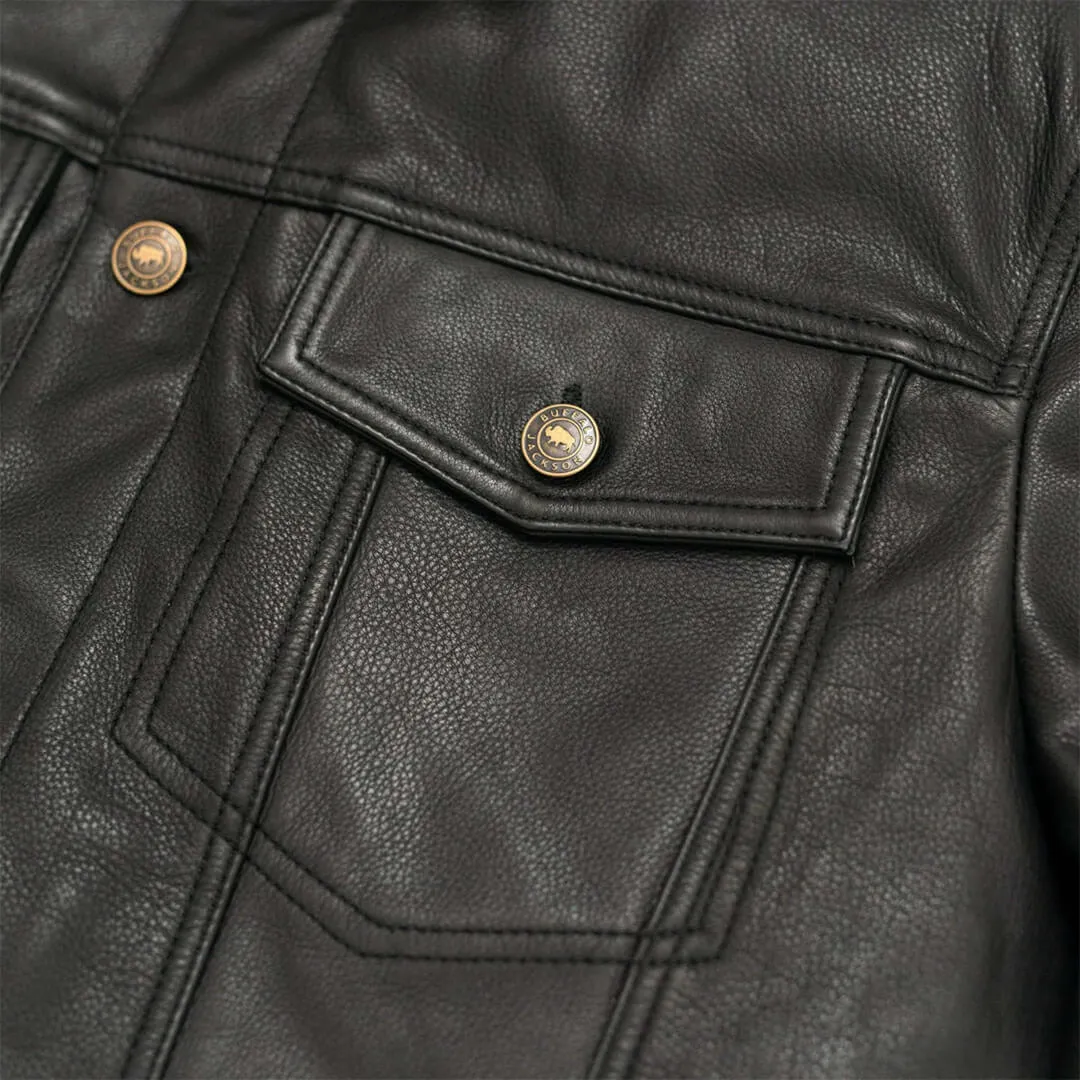 Black Leather Trucker Shirt