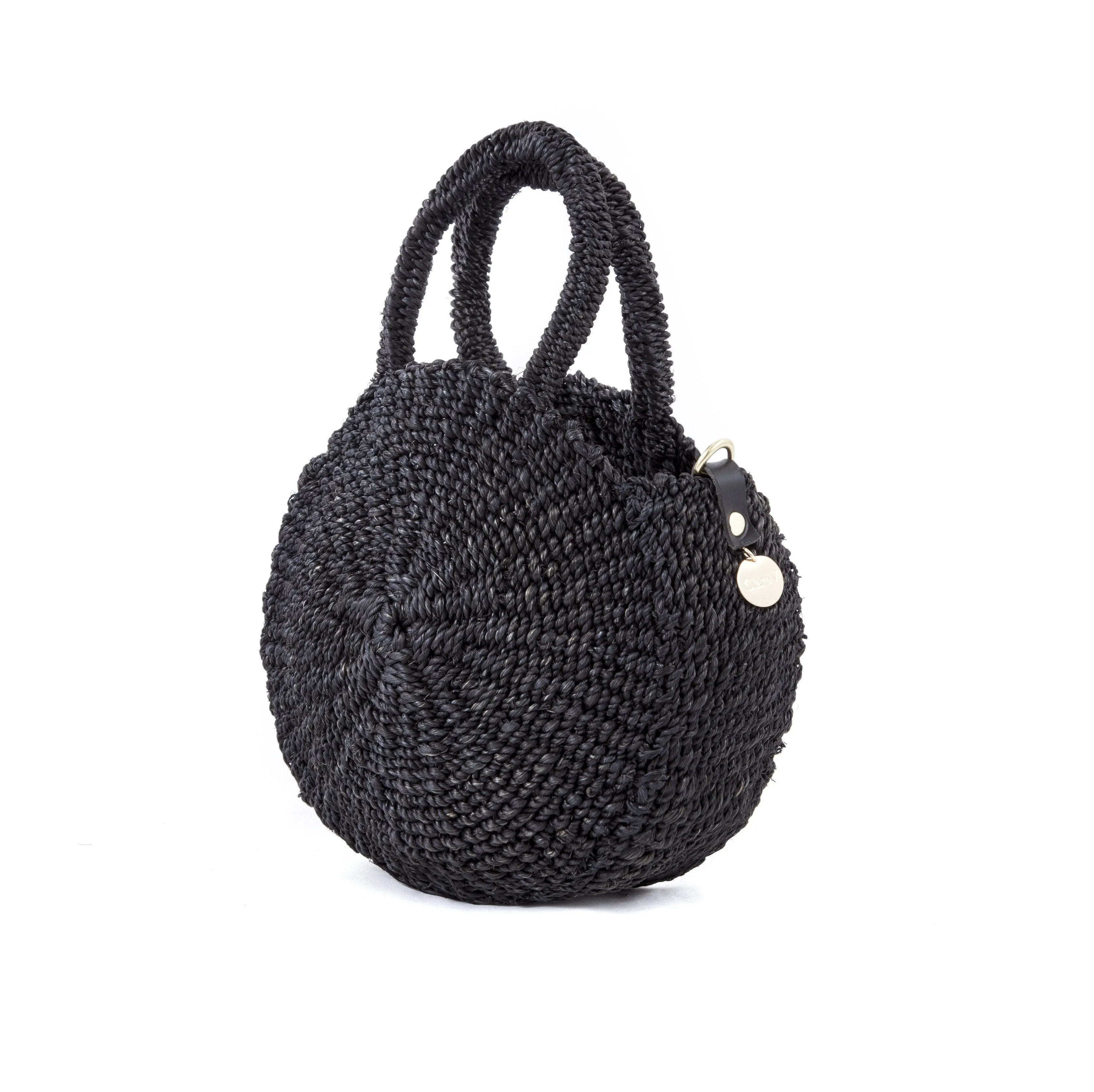 Black Woven Circle Crossbody