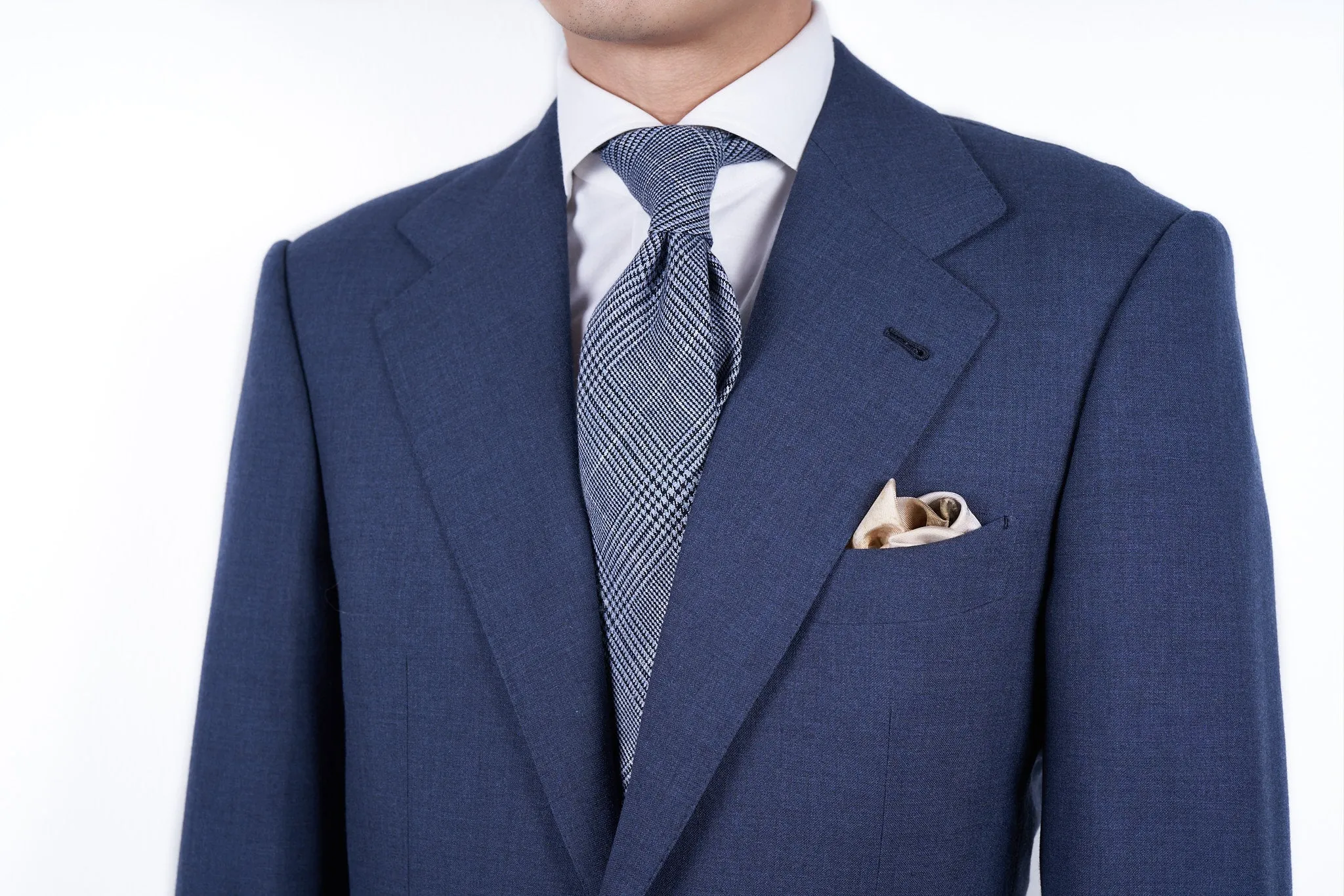 Blue Glencheck Wool Linen