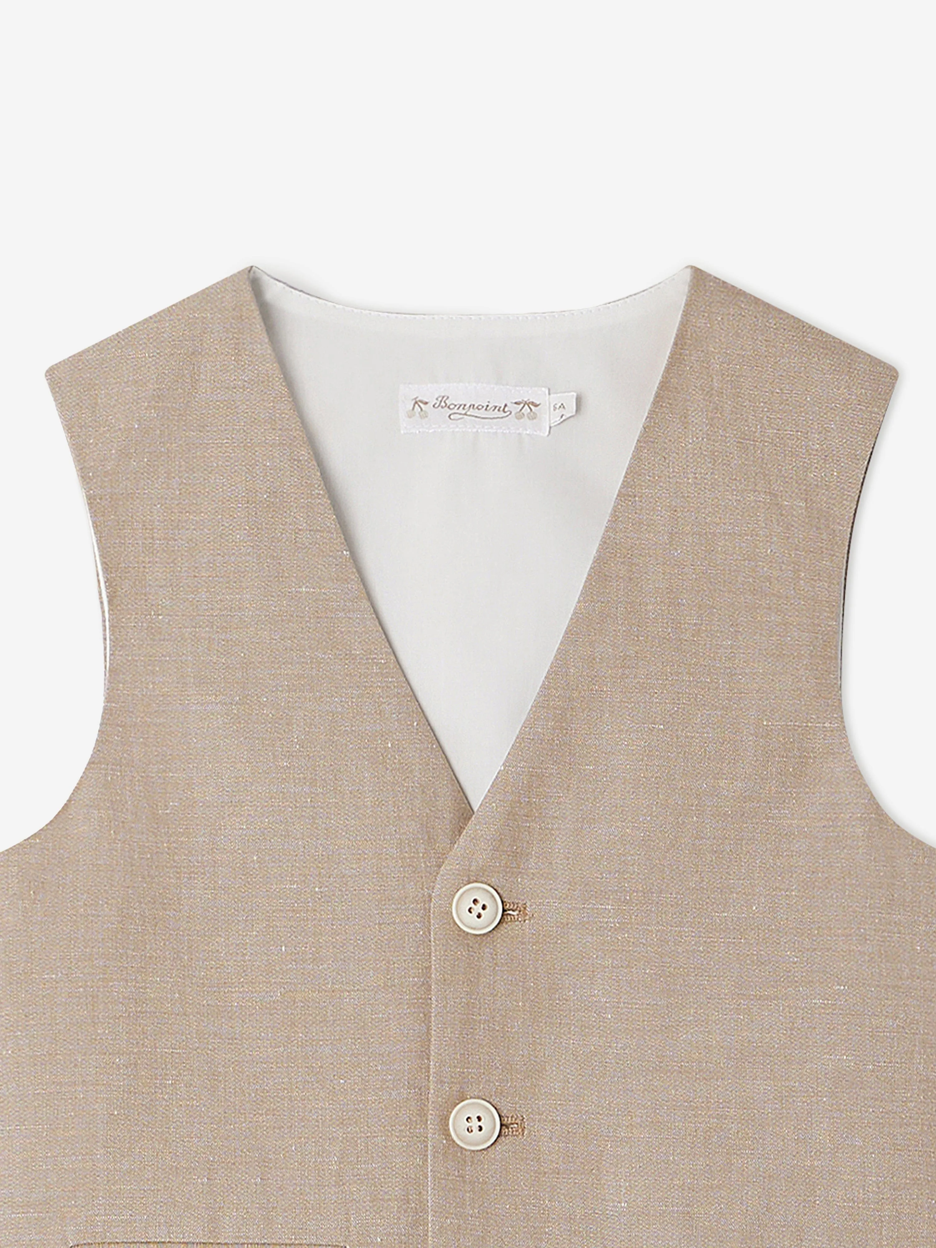 Bonpoint Boys Linen Angus Waistcoat in Brown