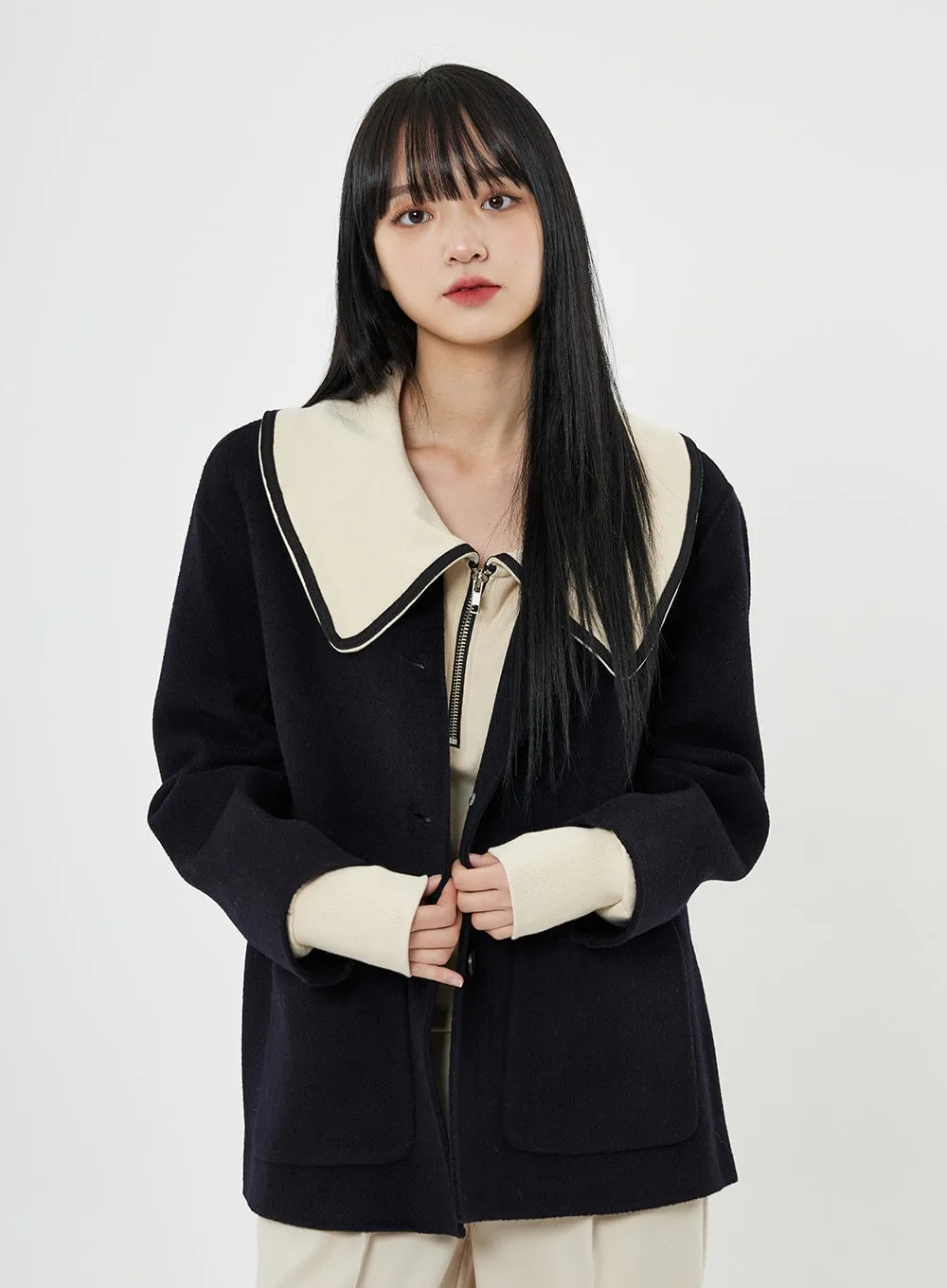 Button Round Neck Coat BN10