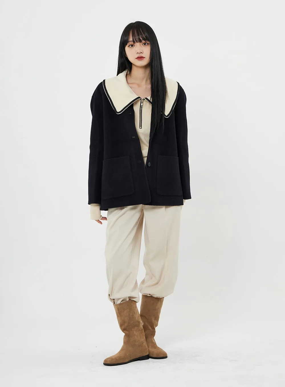 Button Round Neck Coat BN10