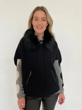 Carly Cocoon Jacket - Black/Black