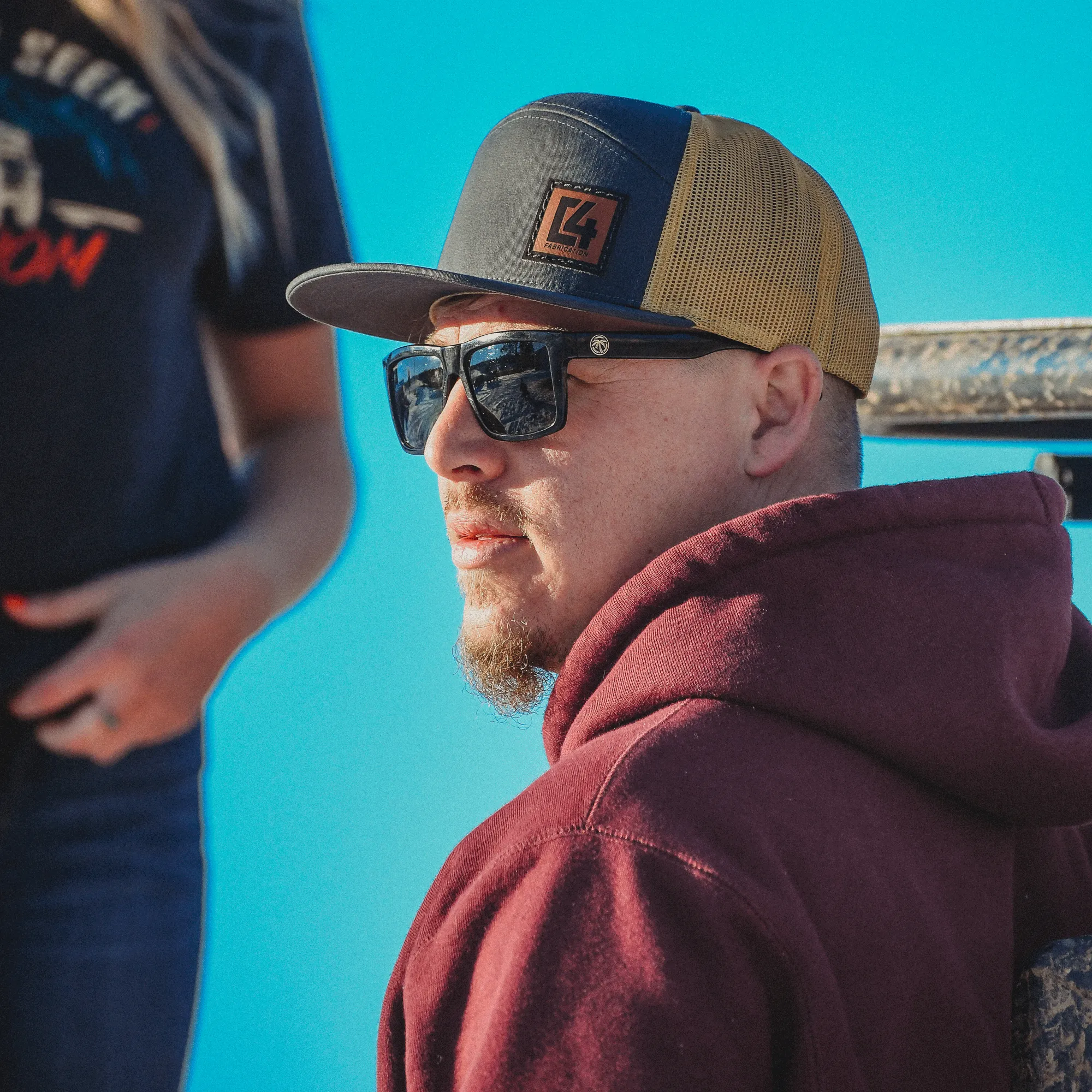 Charcoal & Gold Leather Patch Cap