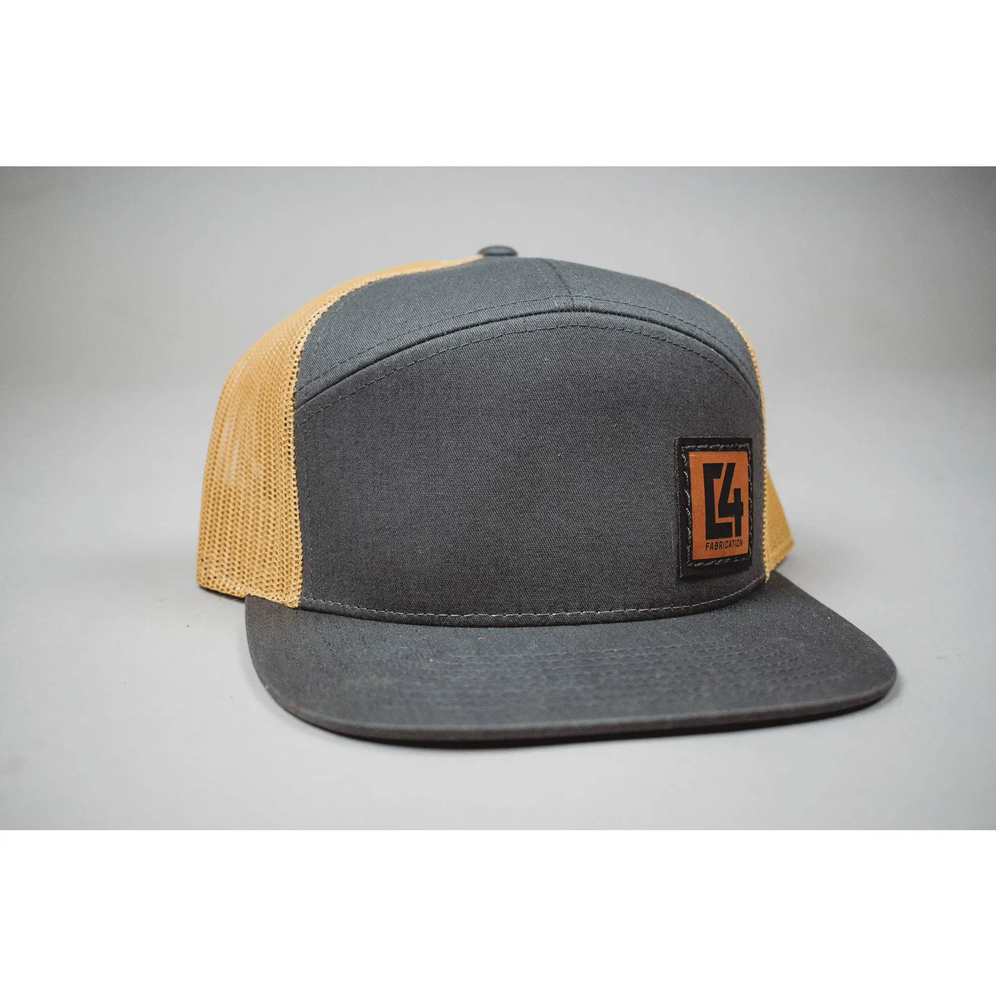 Charcoal & Gold Leather Patch Cap