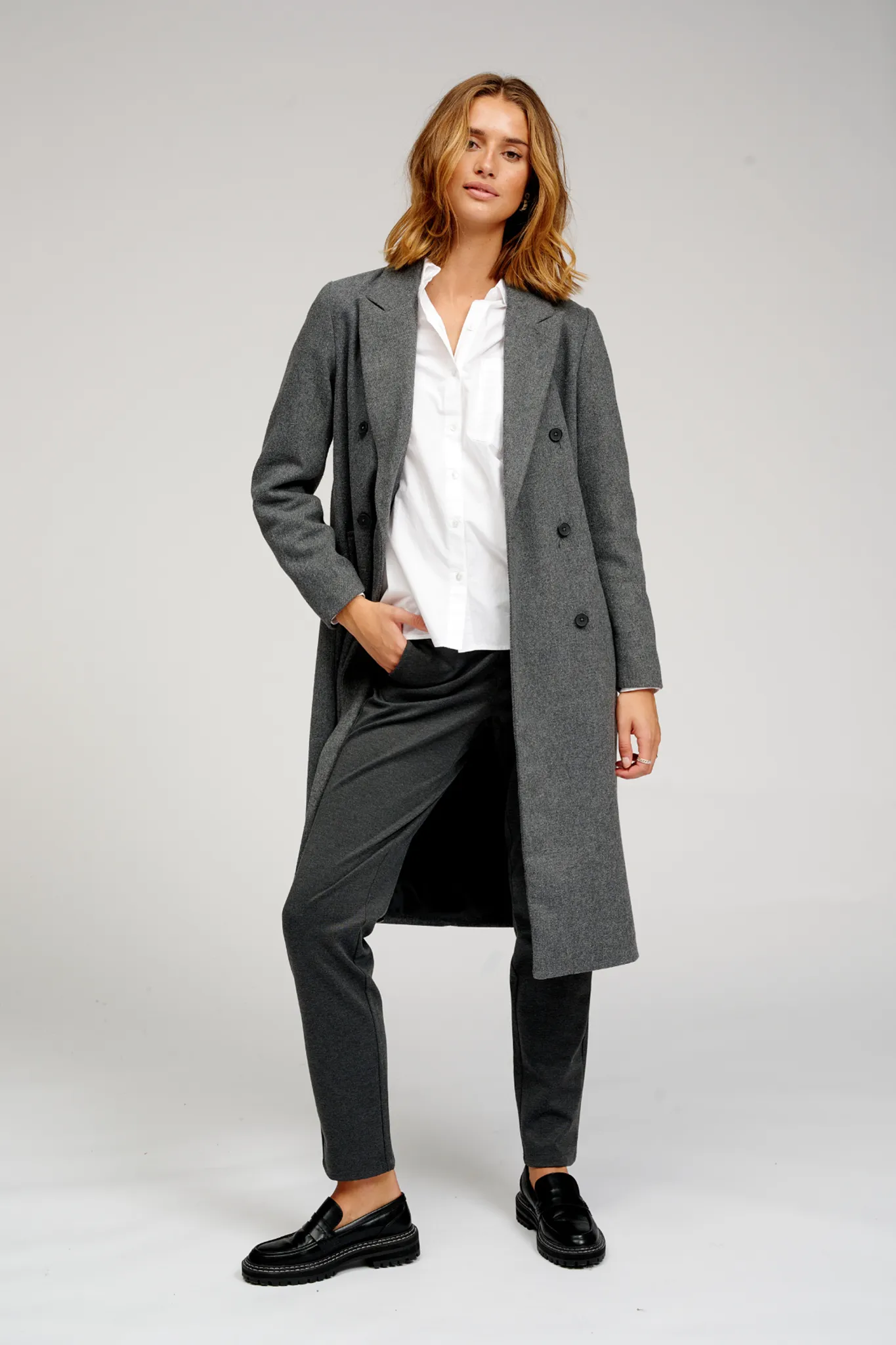 Classic Wool Coat - Dark Grey Melange