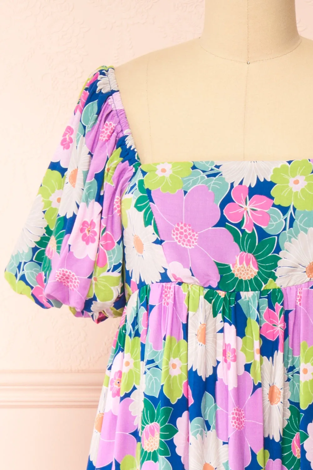 Cornelia | Colourful Floral Midi Babydoll Dress