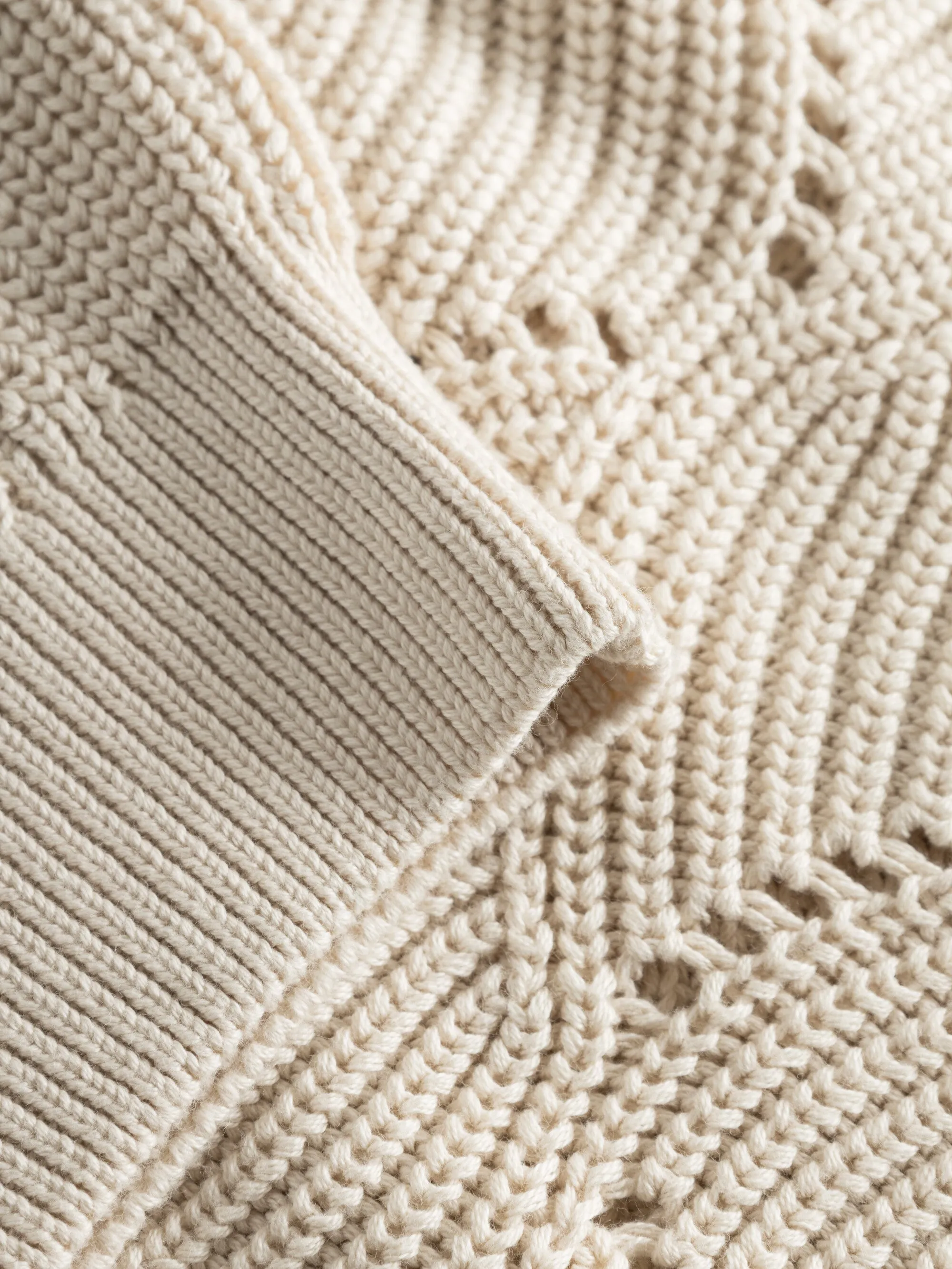 Cotton cable crew neck - Buttercream