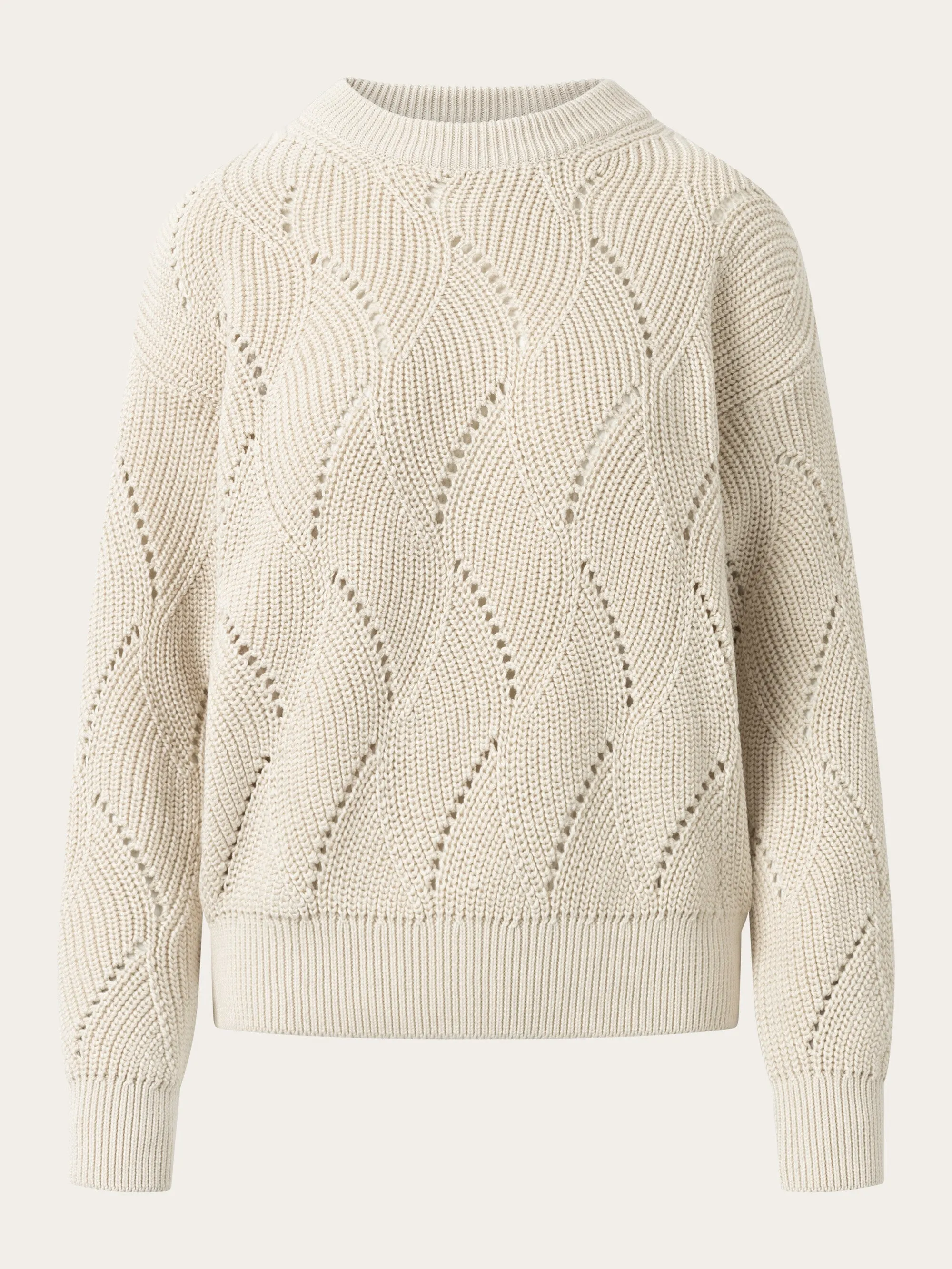 Cotton cable crew neck - Buttercream