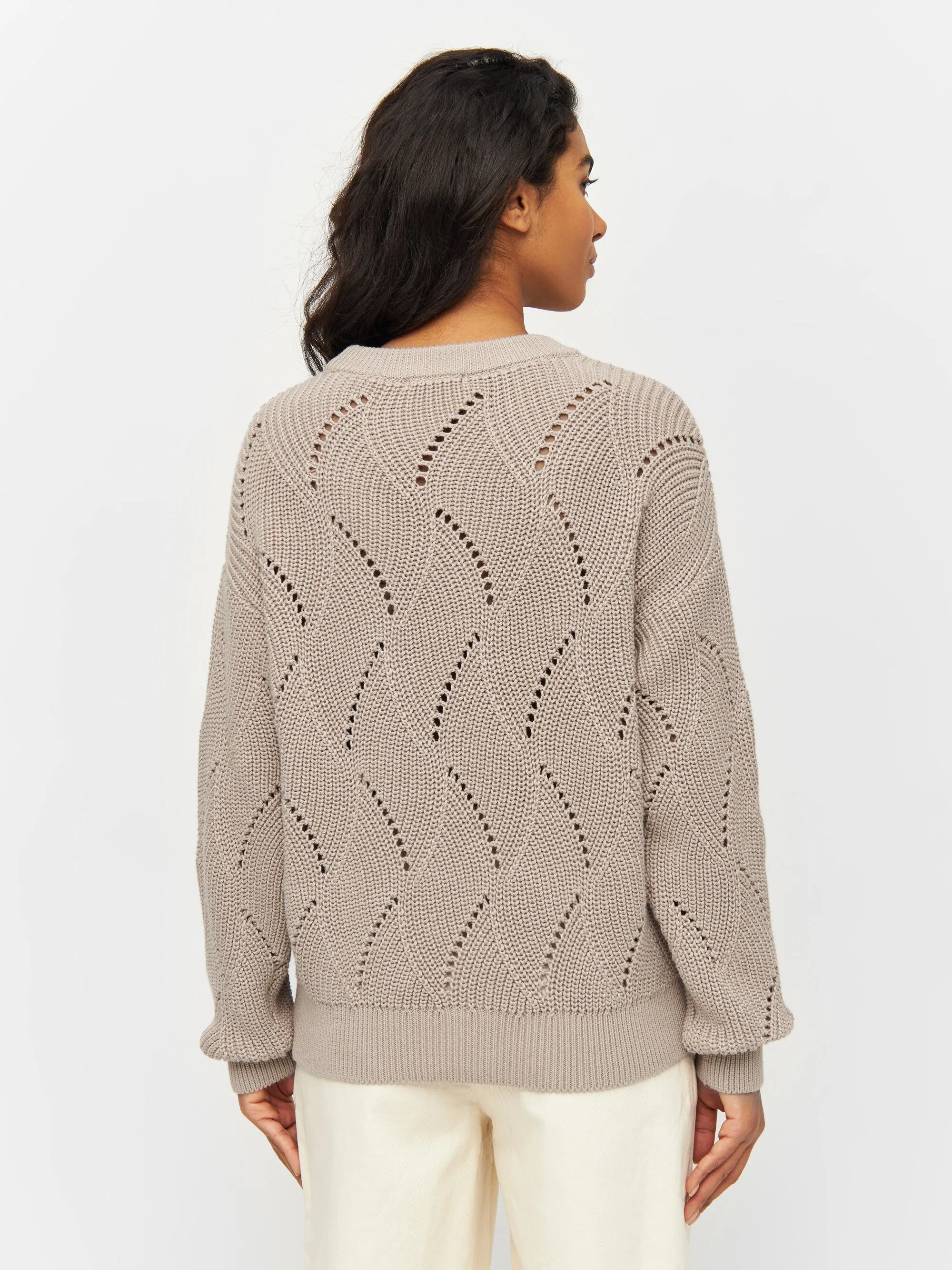 Cotton cable crew neck - Light feather gray