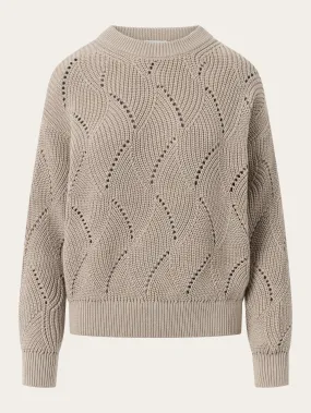 Cotton cable crew neck - Light feather gray