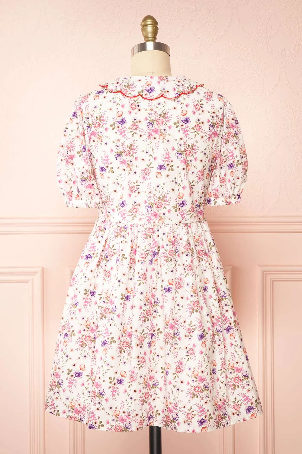 Crustalam | Floral Babydoll Dress w/ Scalloped Collar