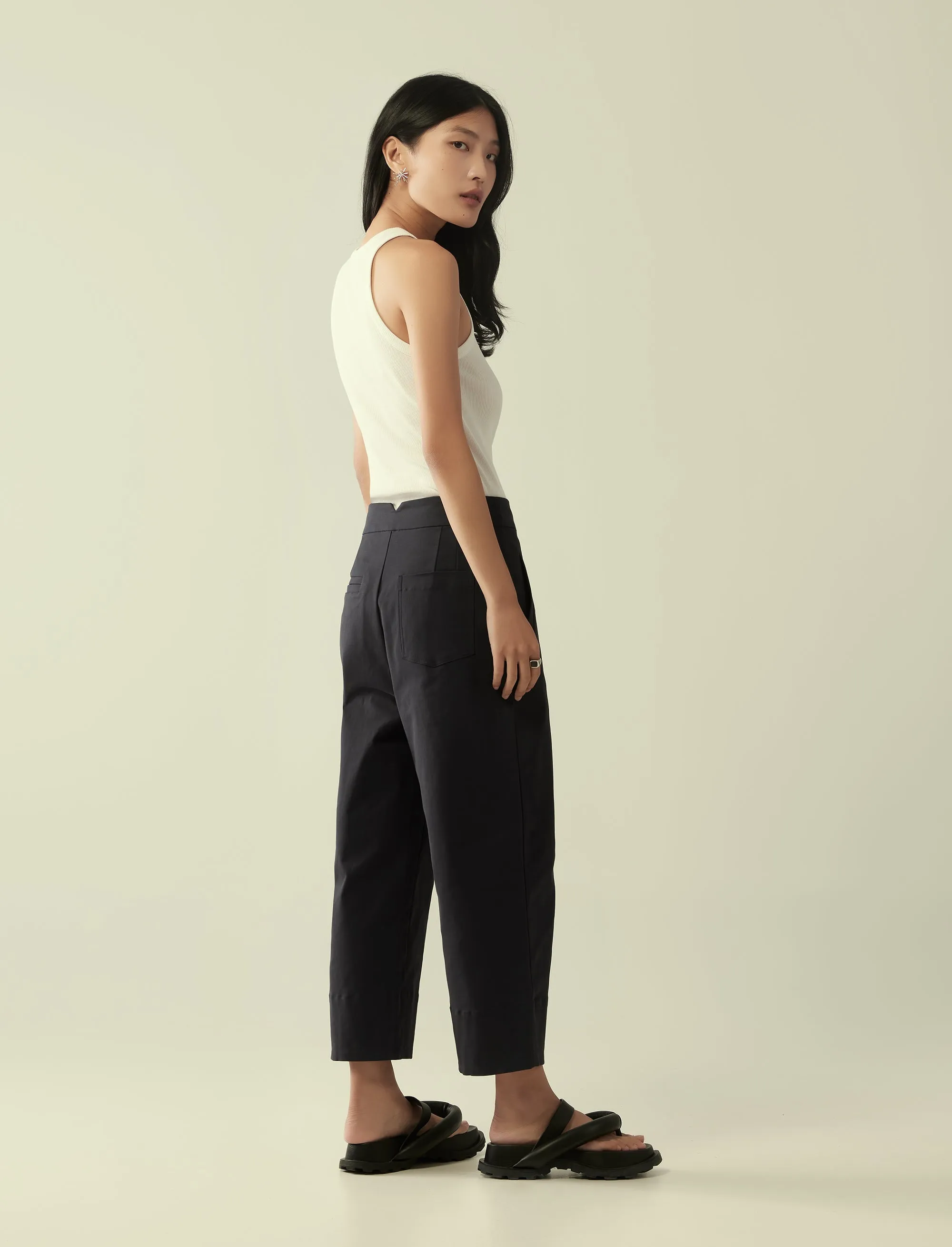 deep pleat structured trousers