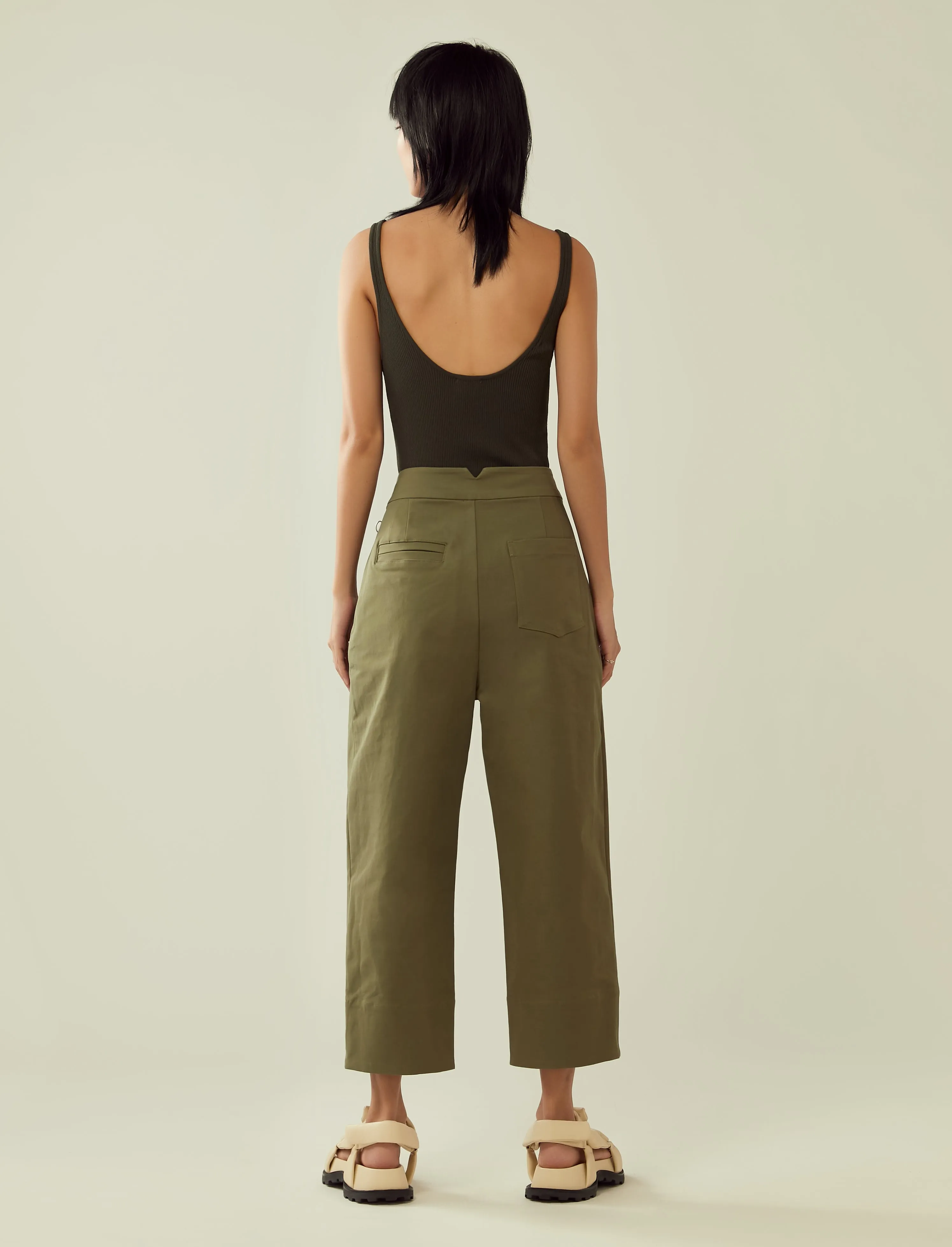 deep pleat structured trousers