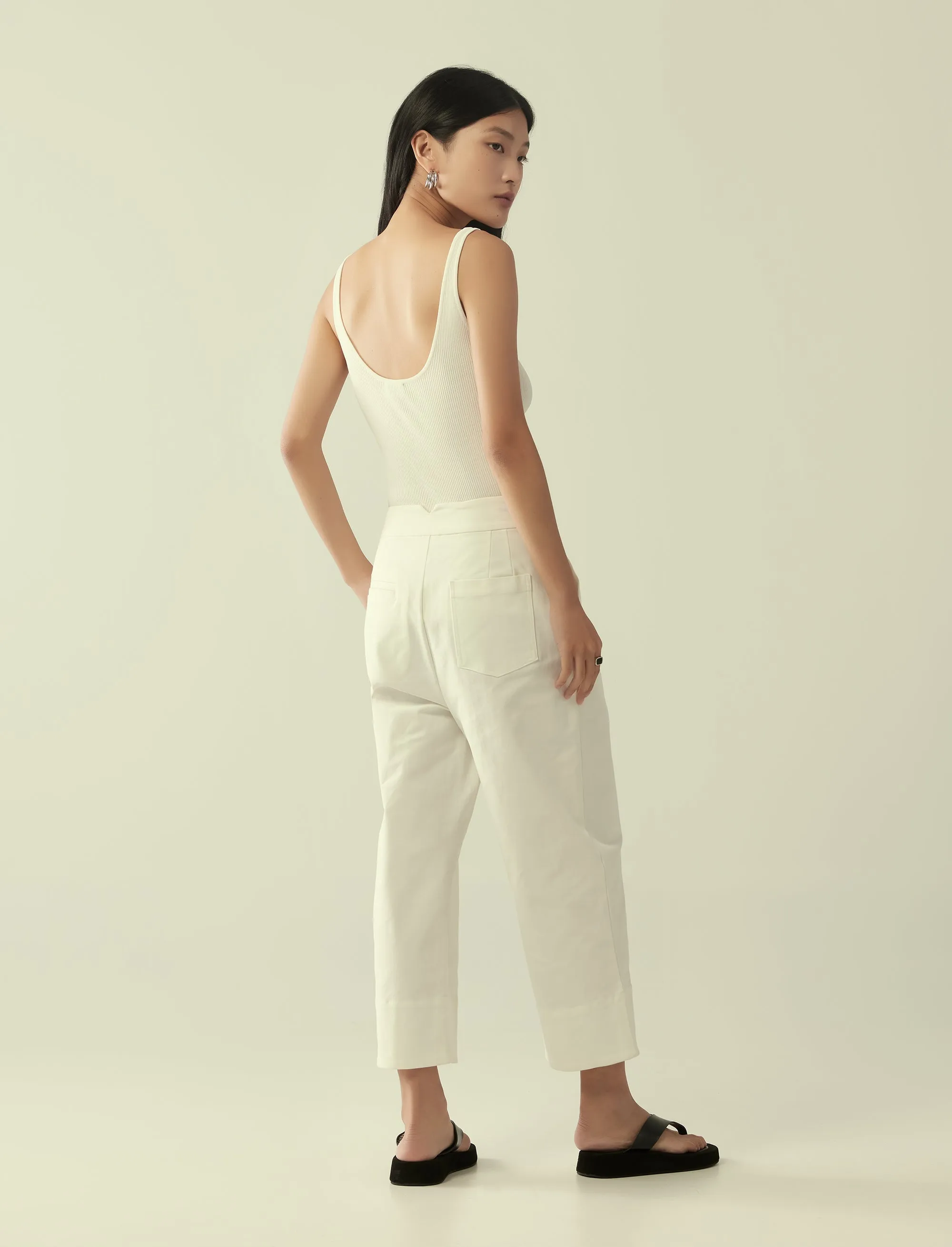 deep pleat structured trousers