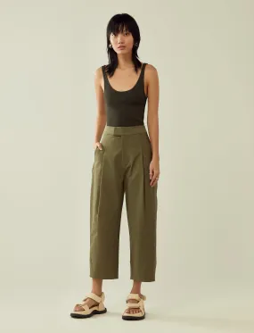 deep pleat structured trousers