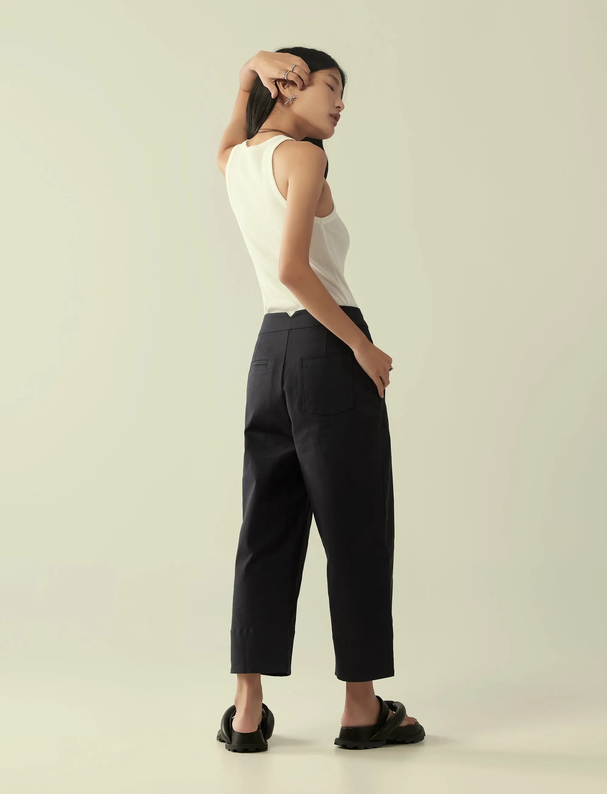 deep pleat structured trousers