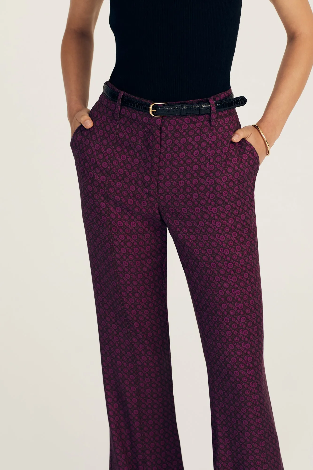 Derek Lam 10 Crosby - Cami High Rise Flare Pant in Bordelaise