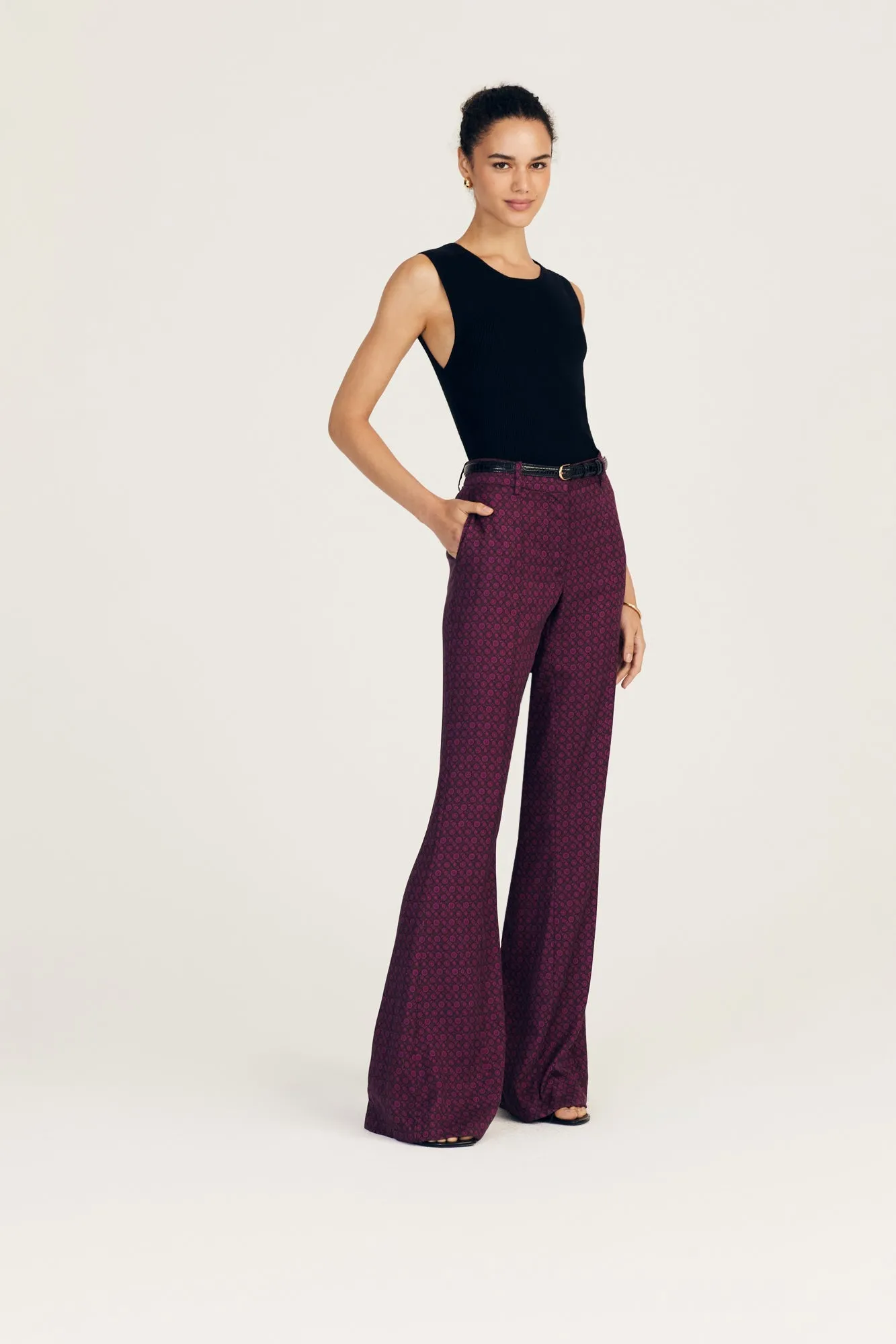 Derek Lam 10 Crosby - Cami High Rise Flare Pant in Bordelaise