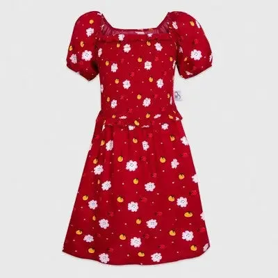 Disney Snow White ILY 4EVER Girls Woven Dress Puffed Sleeves