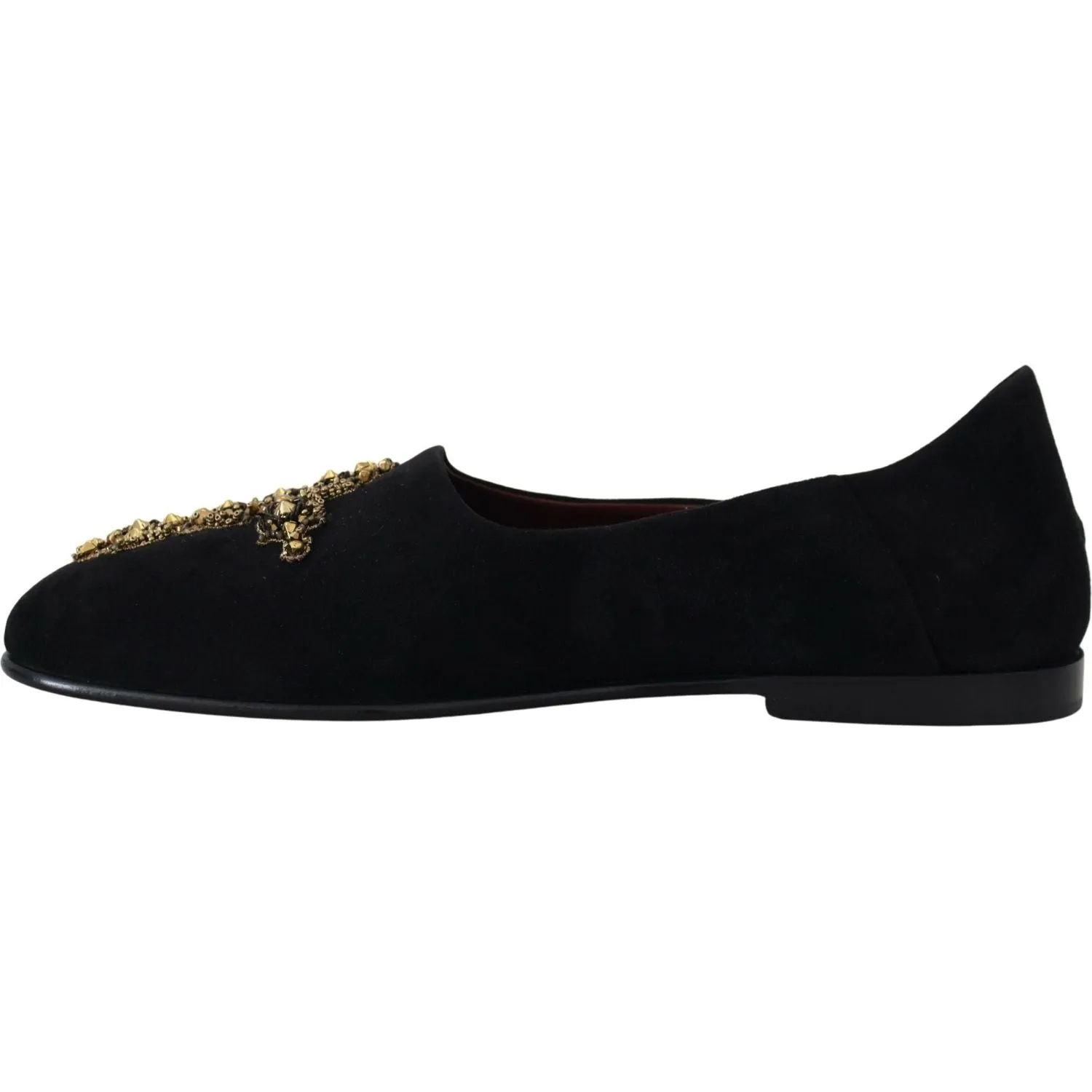 Dolce & Gabbana Black Gold Crystal Sequined Loafers