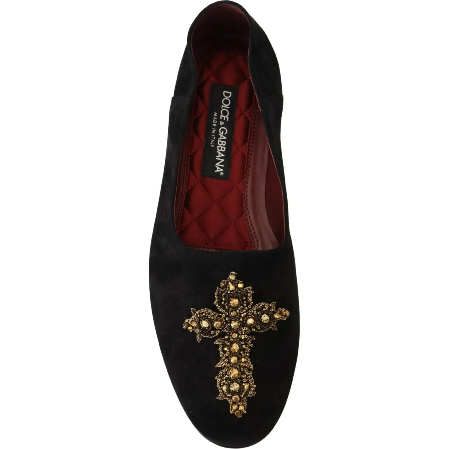 Dolce & Gabbana Black Gold Crystal Sequined Loafers