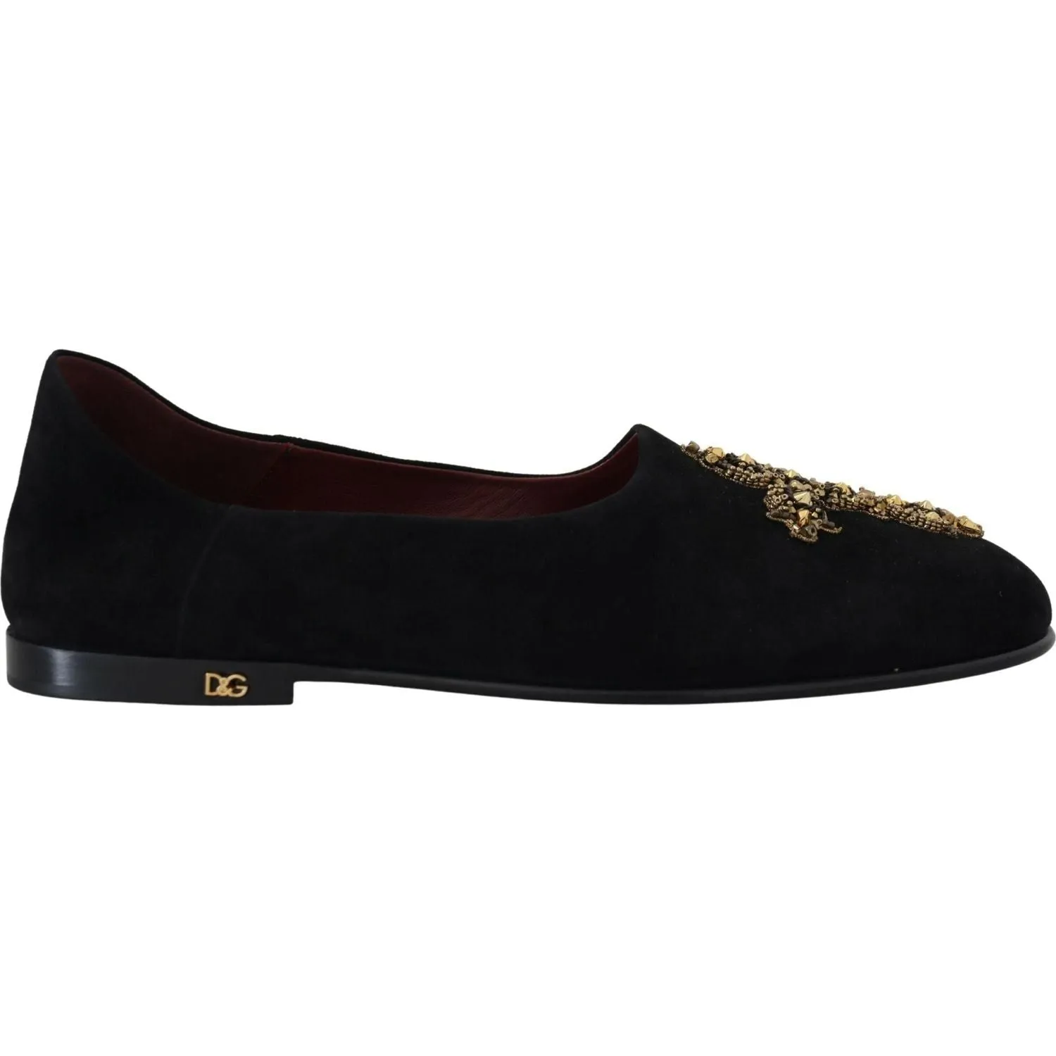 Dolce & Gabbana Black Gold Crystal Sequined Loafers