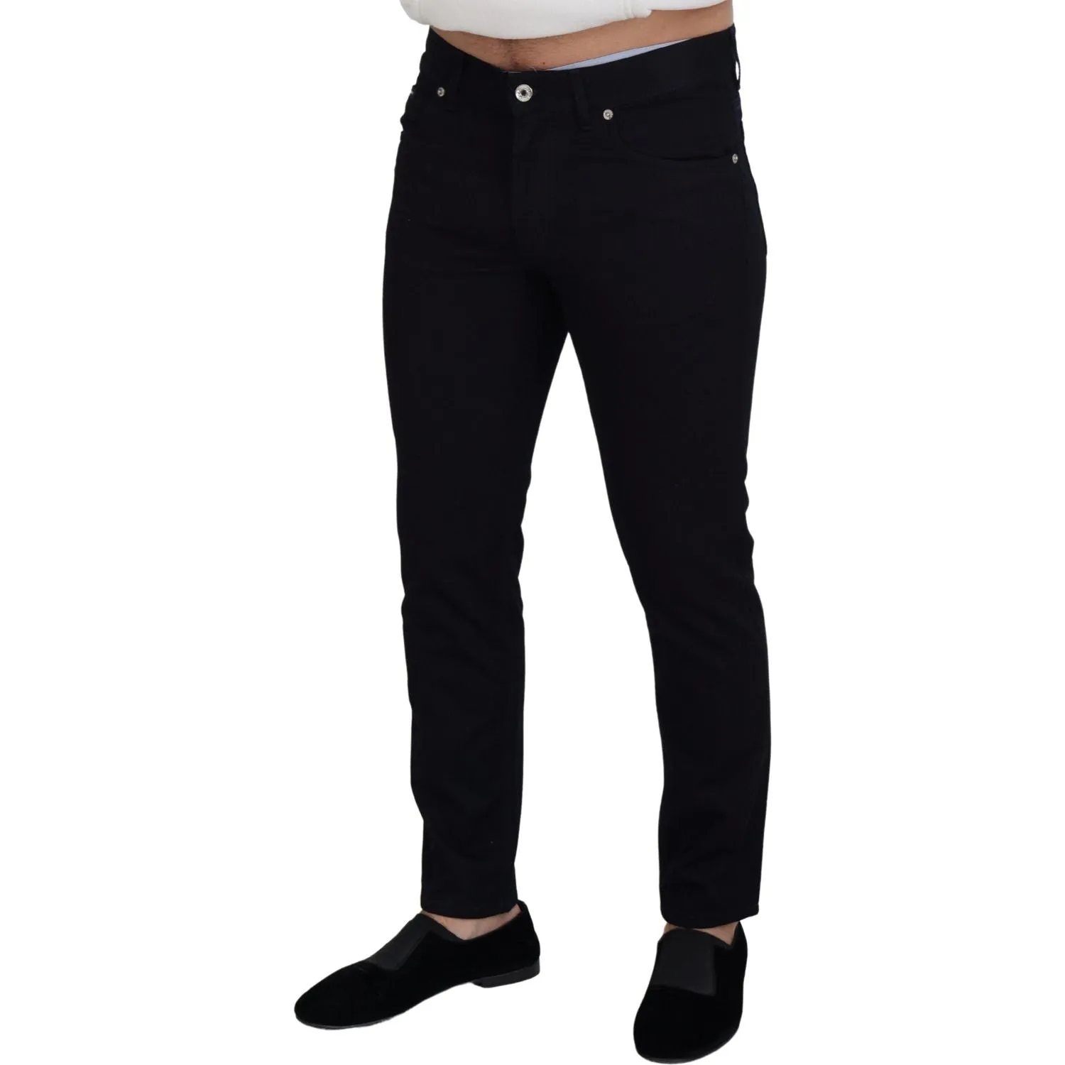 Dolce & Gabbana Elegant Black Silk Blend Denim Pants